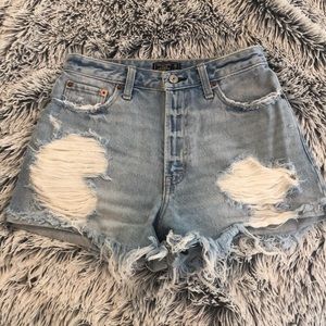 Abercrombie distressed high waisted jean shorts